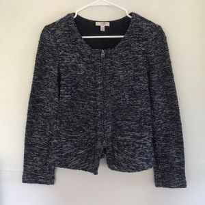 J. Crew Blue & White Boucle Peplum Jacket